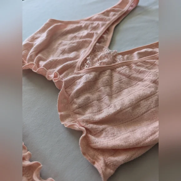 Anthropologie Sleepwear Light Pink Lace Bralette And Bloomers - Picture 5 of 11
